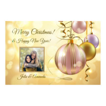 YOUR photo & name(s) Christmas Ballsポスター