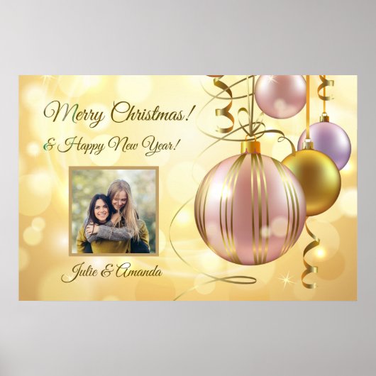 YOUR photo & name(s) Christmas Ballsポスター ポスター (正面)