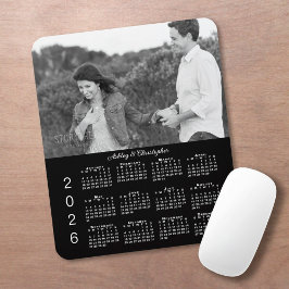 Your Photo Names Personalized Black 2026 Calendar マウスパッド