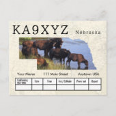 Your Photo Nebraskaの形をした切り出しカスタムQSL ポストカード (正面)