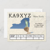 Your Photo New York Shapes切り出しカスタムQSL ポストカード (正面/裏面)