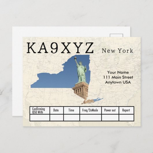 Your Photo New York Shapes切り出しカスタムQSL ポストカード (正面/裏面)