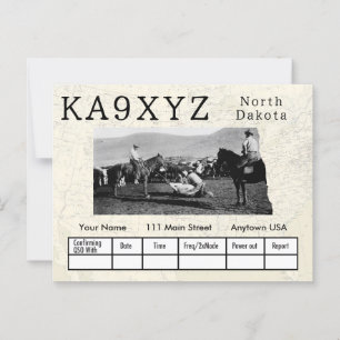 Your Photo North Dakotaの形をした切り出しカスタムQSL ポストカード