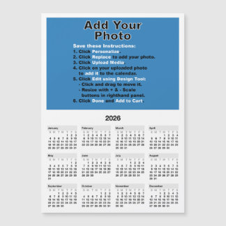 Your photo on 5x7 Mini Calendar Magnet Template マグネット招待状