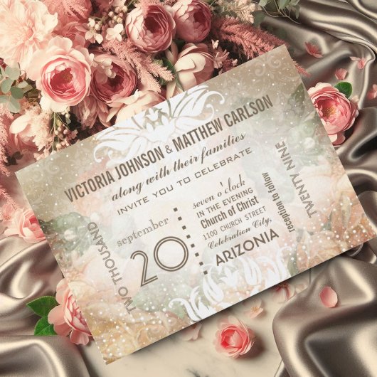 Your Photo on Backバラ金ゴールドHeirrome 結婚's 招待状