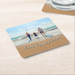 Your Photo Paper Coaster Text - Best Family Ever スクエアペーパーコースター<br><div class="desc">Custom Photo Paper Coasters with Text - Best Favily Ever - Unique Your Own Design - Personalized Mom / Dad / Kids / Family / Friends or Personal Coaster Photo Gifts - Add Your Photo and Text - Resize and move or remove / add elements - image / text with...</div>