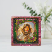 YOUR Photo Pink エレガント Christmas Card 招待状 (スタンド正面)