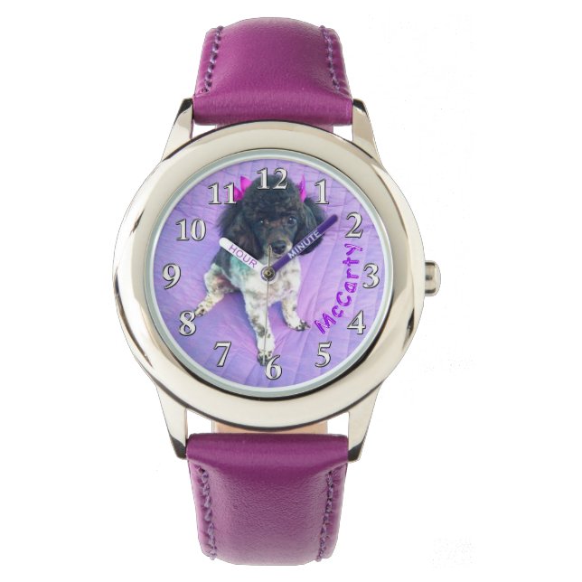 YOUR PHOTO Purple Watches for Girls 腕時計 (正面)