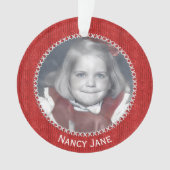 Your Photo Red Knit Pattern Picture Frame オーナメント (正面)