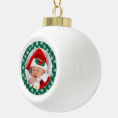 Your Photo Santa Baby Green Background Snowflakes セラミックボールオーナメント (右)