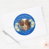 Your Photo, Save The Date, Cobalt Blue & White ラウンドシール (封筒)