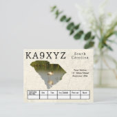 Your Photo South Carolinaシェイプ切り出しカスタムQSL ポストカード (スタンド正面)