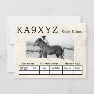 Your Photo South Dakotaの形をした切り出しカスタムQSL ポストカード