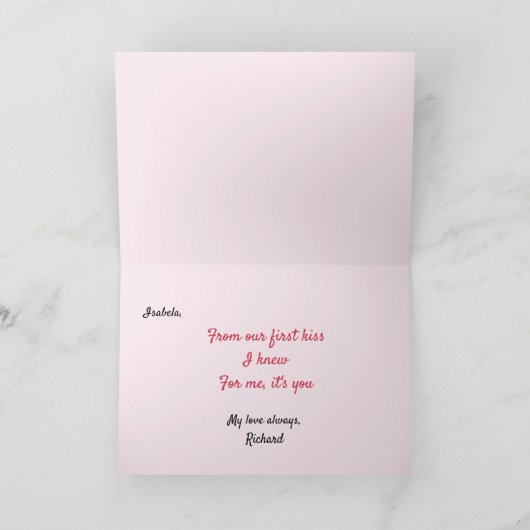 YOUR photo Valentine's Day Firstキス カード (内部)