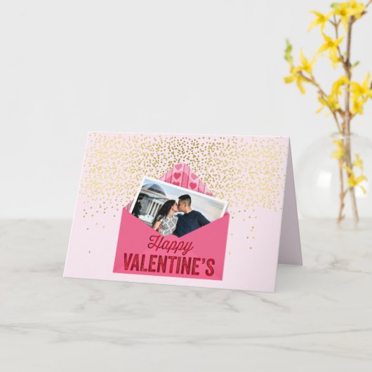 YOUR photo Valentine's Day Firstキス カード (黄色い花)