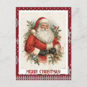Your Photo Vintage Christmas Santa Personalised シーズンポストカード (正面)