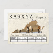 Your Photo Virginia Shapes切り出しカスタムQSL ポストカード (正面/裏面)