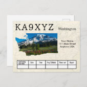 Your Photo Washington Shapes切り出しカスタムQSL ポストカード (正面/裏面)