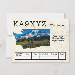 Your Photo Washington Shapes切り出しカスタムQSL ポストカード
