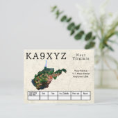 Your Photo West Virginiaシェイプ切り出しカスタムQSL ポストカード (スタンド正面)