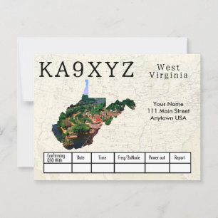 Your Photo West Virginiaシェイプ切り出しカスタムQSL ポストカード