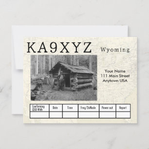 Your Photo Wyomingの形をした切り出しカスタムQSL ポストカード