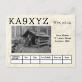 Your Photo Wyomingの形をした切り出しカスタムQSL ポストカード (正面)