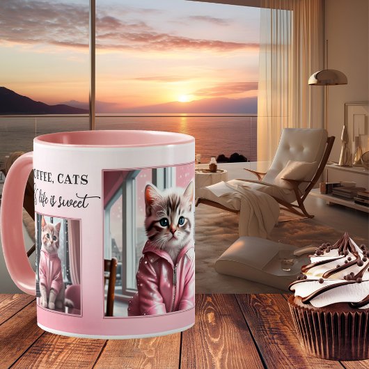 Your Photos おもしろい Cat Sweet Pink コーヒーマグカップ