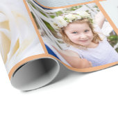 Your Photos カスタムモダン Collage Boho Orange ラッピングペーパー (ロールコーナー)