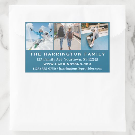 YOUR photos, 文字とカラーカスタムスタンプ 長方形シール (バッグ)