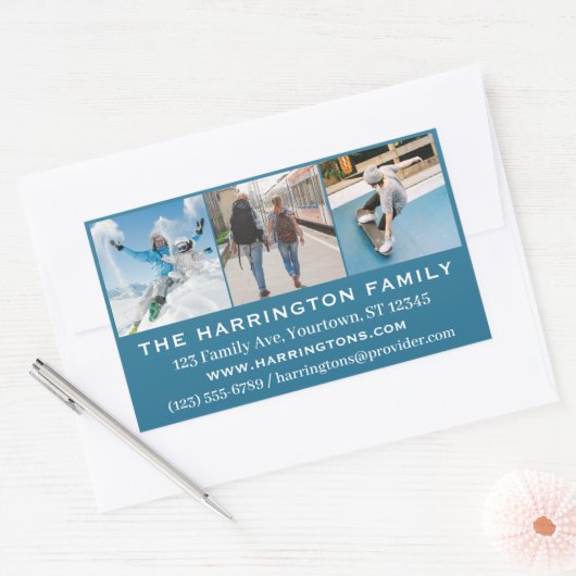 YOUR photos, 文字とカラーカスタムスタンプ 長方形シール (封筒)