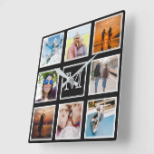 YOUR Photos, Monogram & Color wall clock スクエア壁時計 (傾斜)