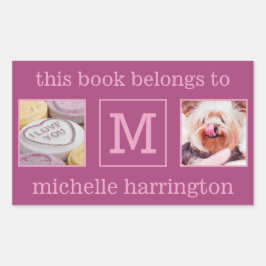 YOUR PHOTOS, NAME & MONOGRAMスタンプ 長方形シール