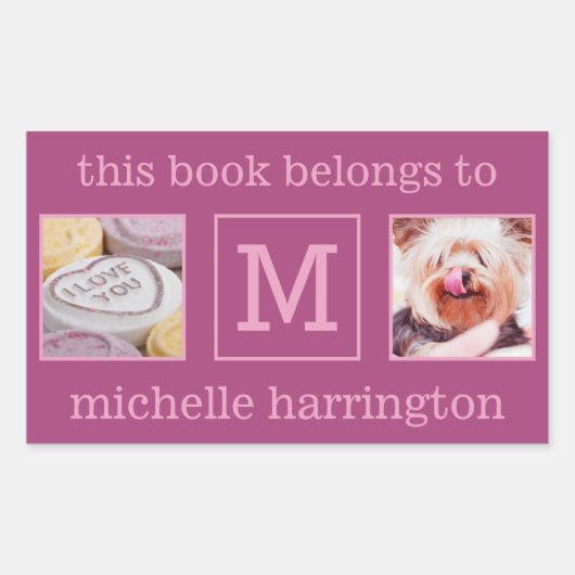 YOUR PHOTOS, NAME & MONOGRAMスタンプ 長方形シール (正面)