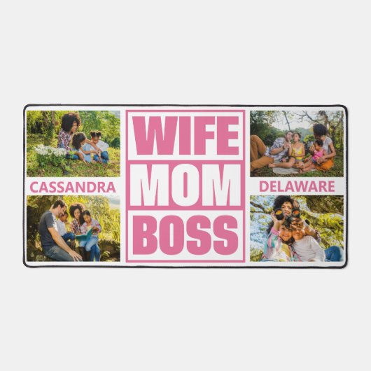 YOUR Photos & Name Wife - Mom -ボス デスクマット (正面)