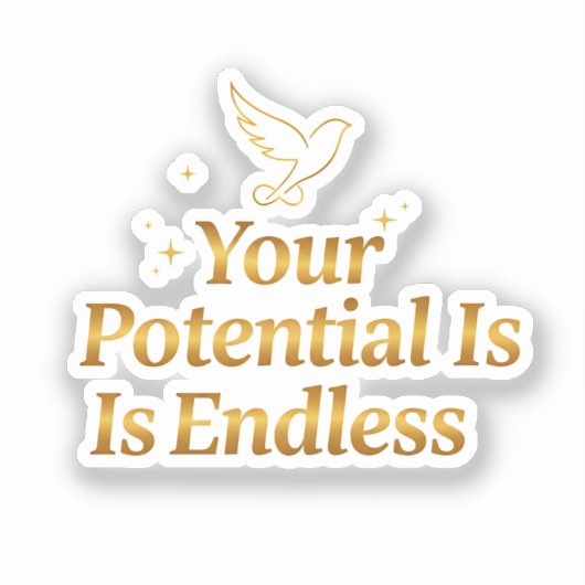 Your Potential Is Endless Dove Gold Motivation シール (正面)