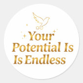 Your Potential Is Endless Dove Gold Motivation ラウンドシール (正面)