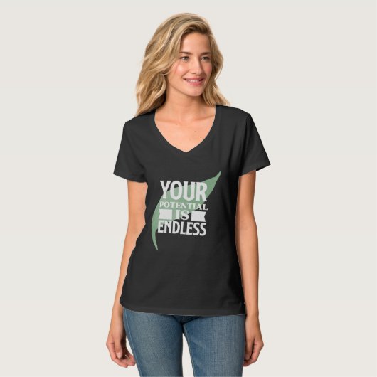 Your Potential is Endless Motivational Text Tシャツ (正面フル)