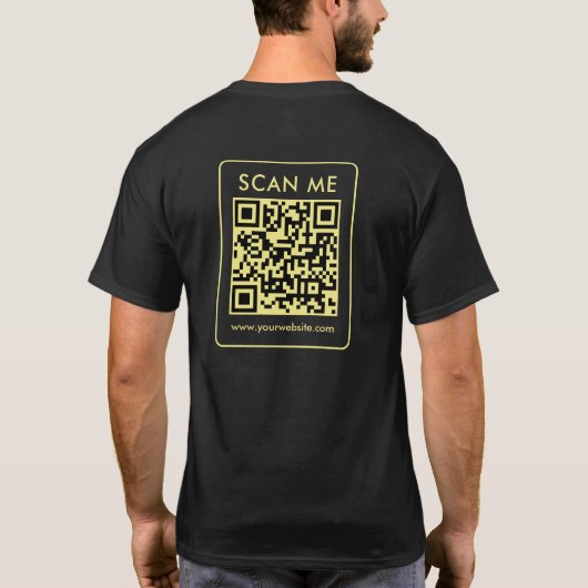 Your QR Code Gold Text Mens Double Sided Print Tシャツ (裏面)