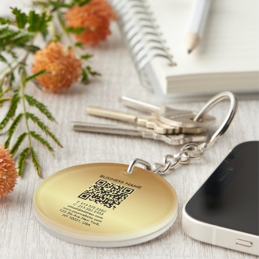 Your QR Code Logo Gold Double Sided Circle キーホルダー (正面右)