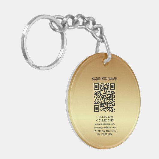 Your QR Code Logo Gold Double Sided Circle キーホルダー (正面左)