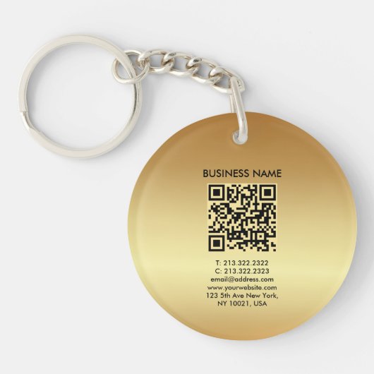 Your QR Code Logo Gold Double Sided Circle キーホルダー (正面)