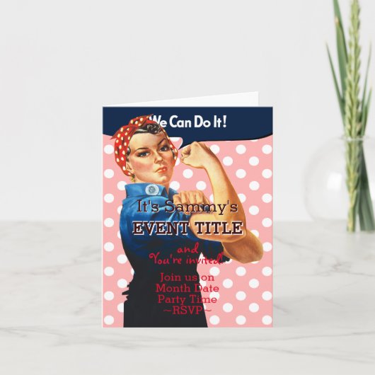 Your Rosieパーティー12行2辺カスタム 招待状 (正面)