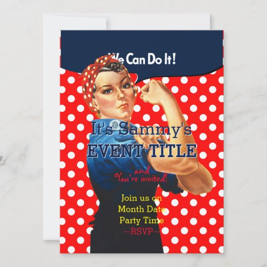 Your Rosieパーティー12行2辺カスタム 招待状 (正面)