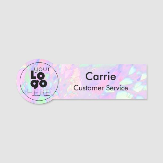 Your Round Business Logo Opal Iridescent Nameタグ 名札 (正面)