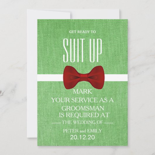 Your service as a groomsman proposal 招待状 (正面)