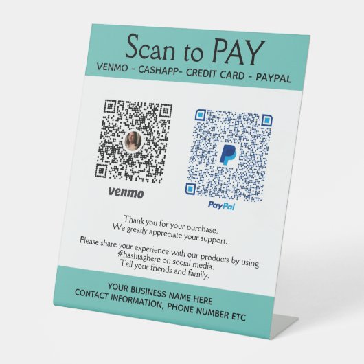 Your Small Business PayPal Pay Hereペデスタルサイン 台座サイン (正面)