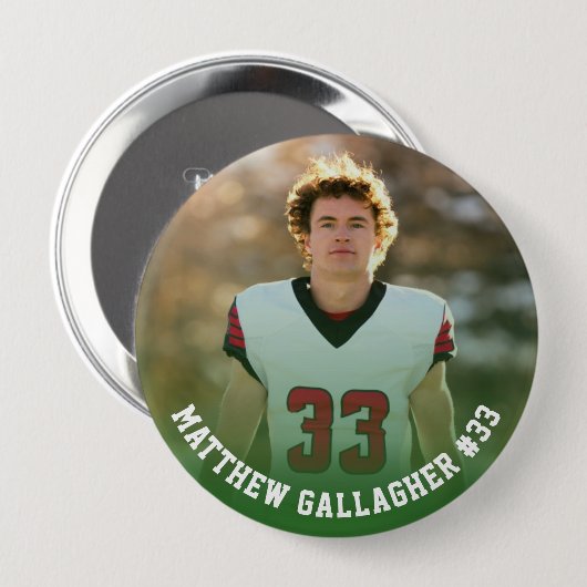 Your Sports Photo | Personalized Team Photo Button 缶バッジ (正面&裏面)