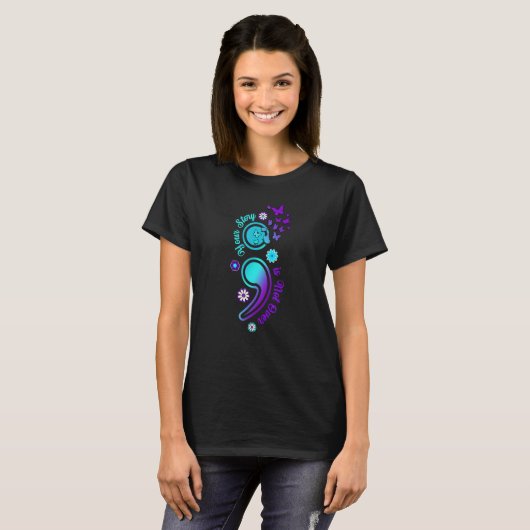 Your Story is Not Not Over Semicolon Suicide Aware Tシャツ (正面フル)