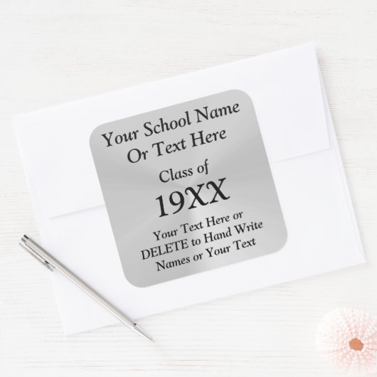 YOUR TEXTとパーソナライズされたクラス懇親会のシール スクエアシール (封筒)